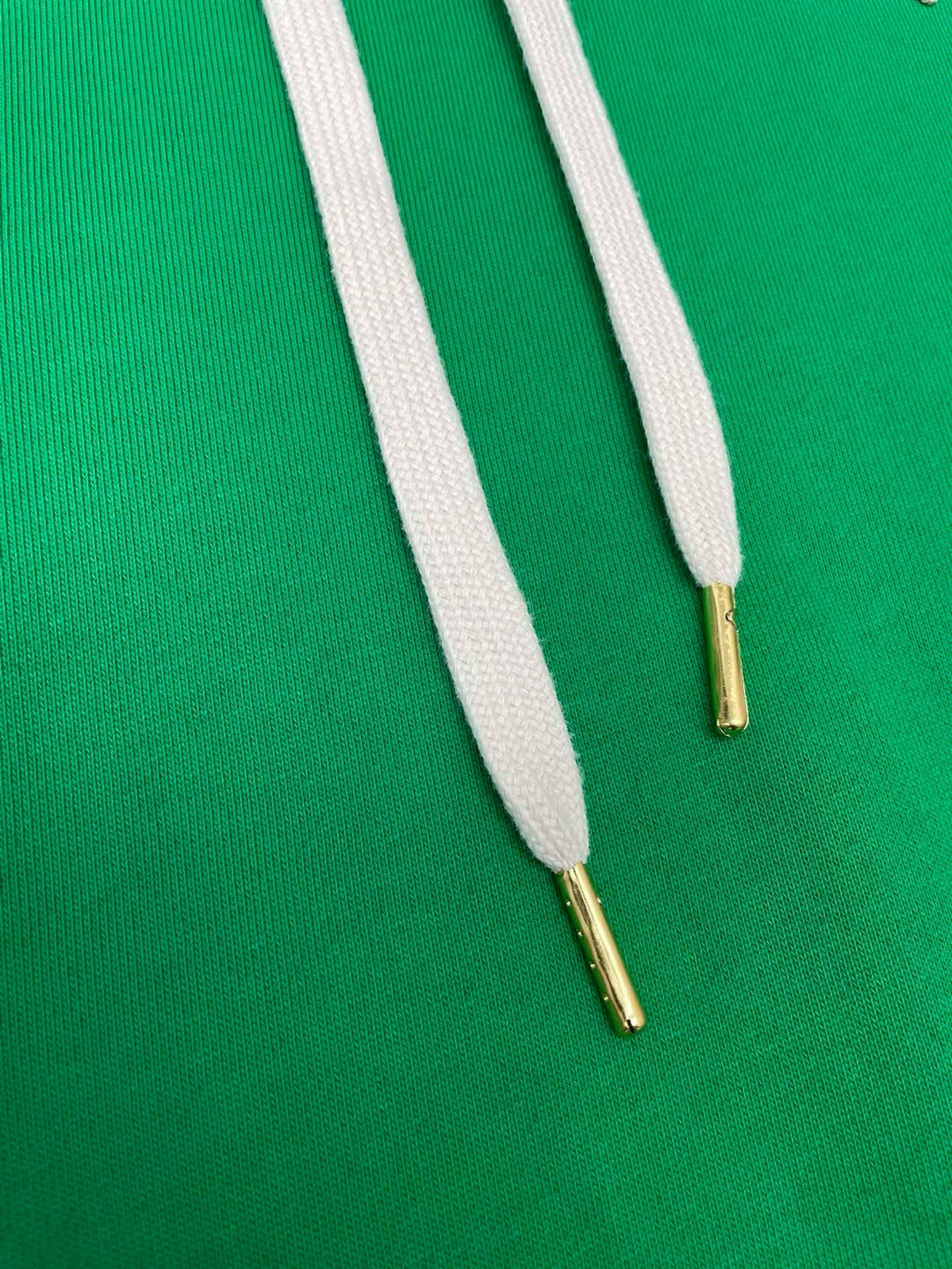 Green Cotton Plain Pullover - Men's