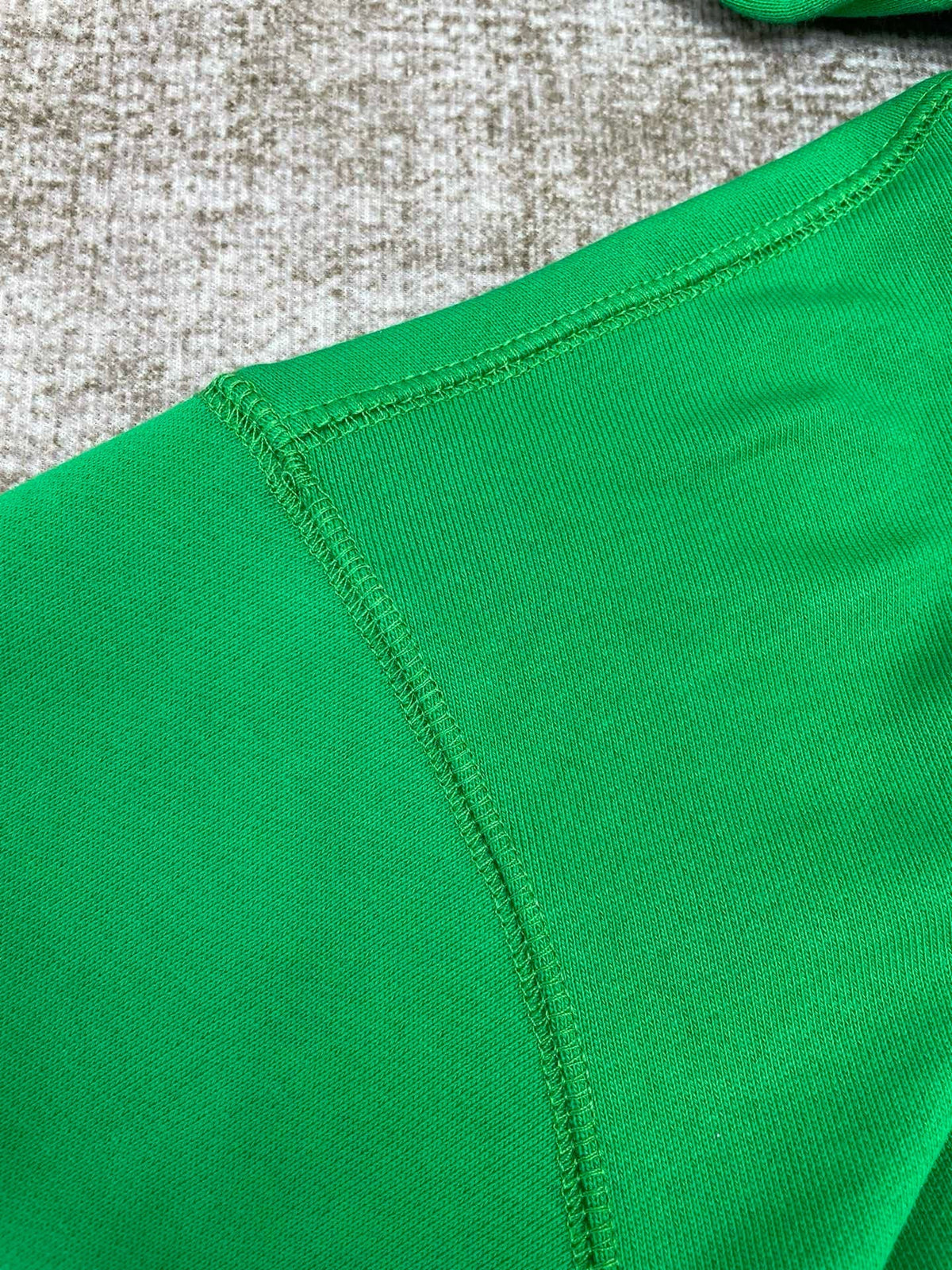 Green Cotton Plain Pullover - Men's