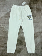 Green Cotton Embroidered Joggers - Men's