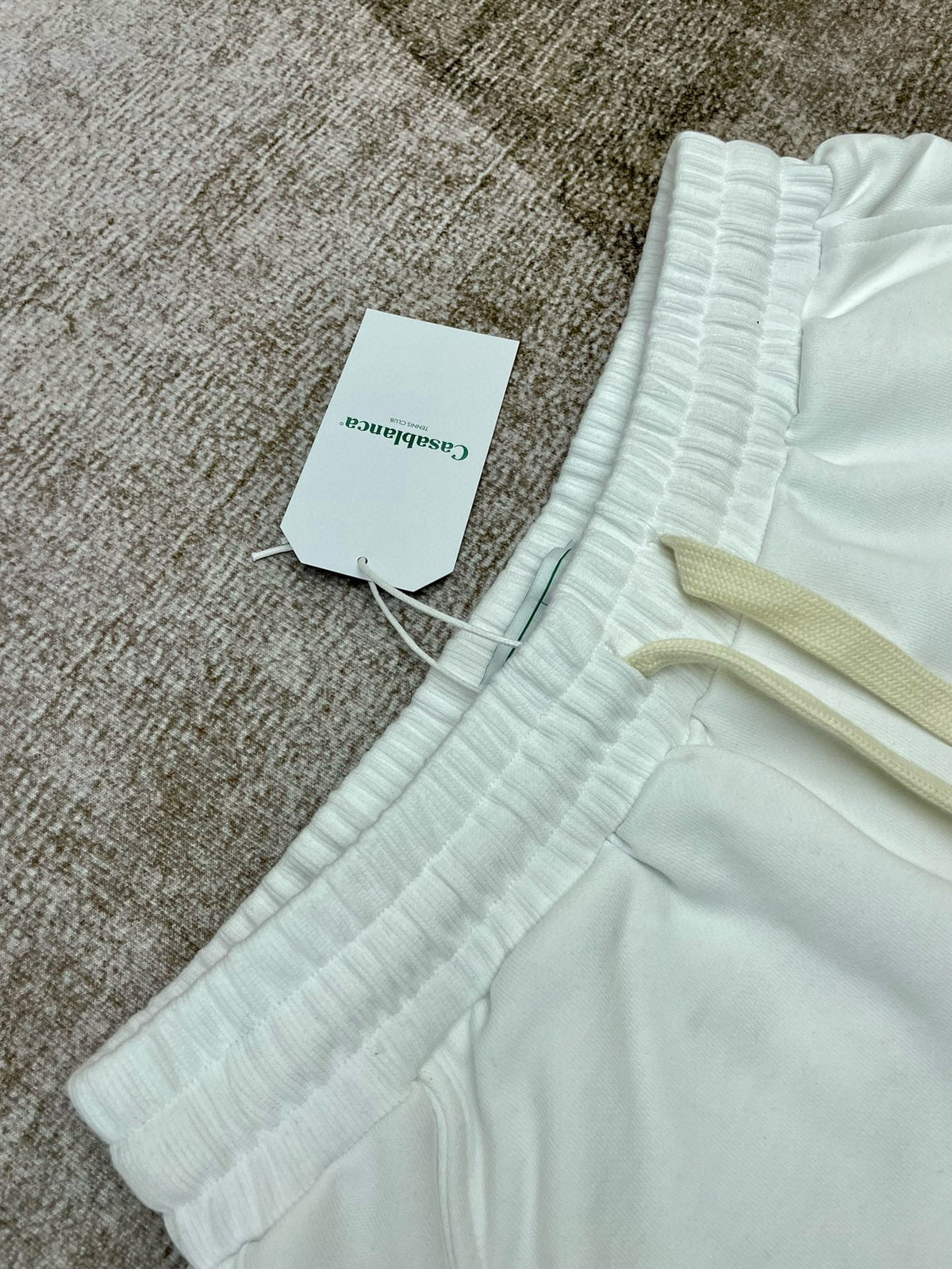 White Cotton Motif Drawstring - Men's