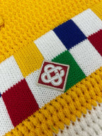 Yellow Checkerboard Knit Cardigan Shirt - Men's