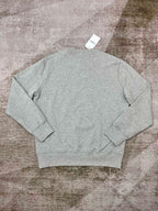 Grey Cotton Chest Graphic Crewneck - Men's