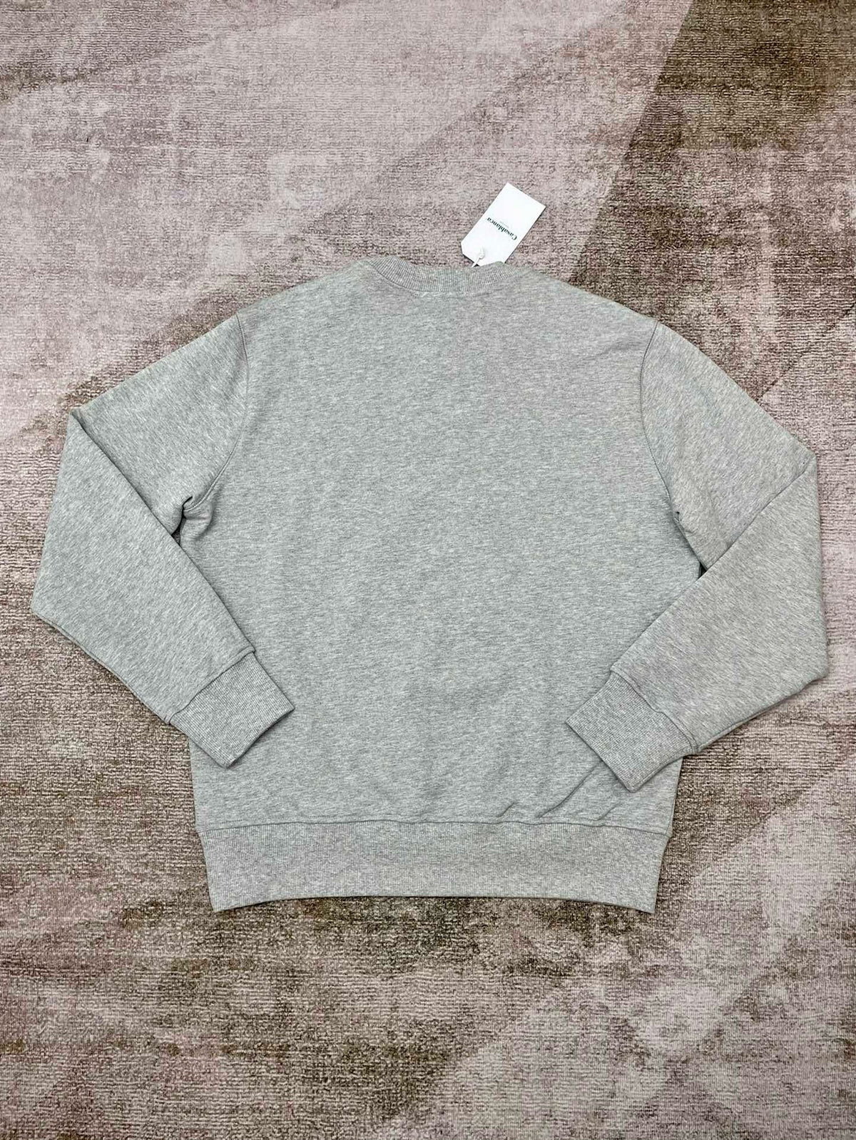 Grey Cotton Chest Graphic Crewneck - Men's
