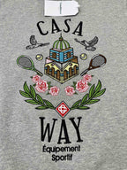 Grey Cotton Chest Graphic Crewneck - Men's