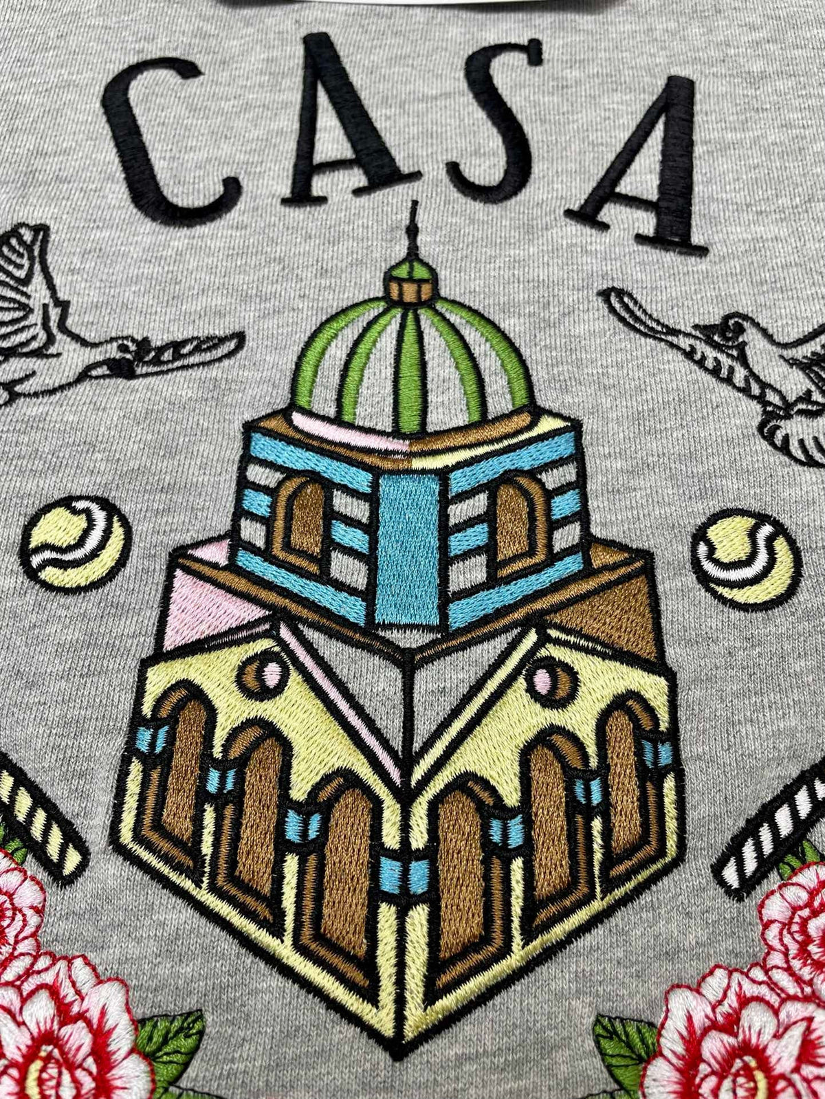 Grey Cotton Chest Graphic Crewneck - Men's