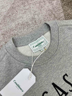 Grey Cotton Chest Graphic Crewneck - Men's
