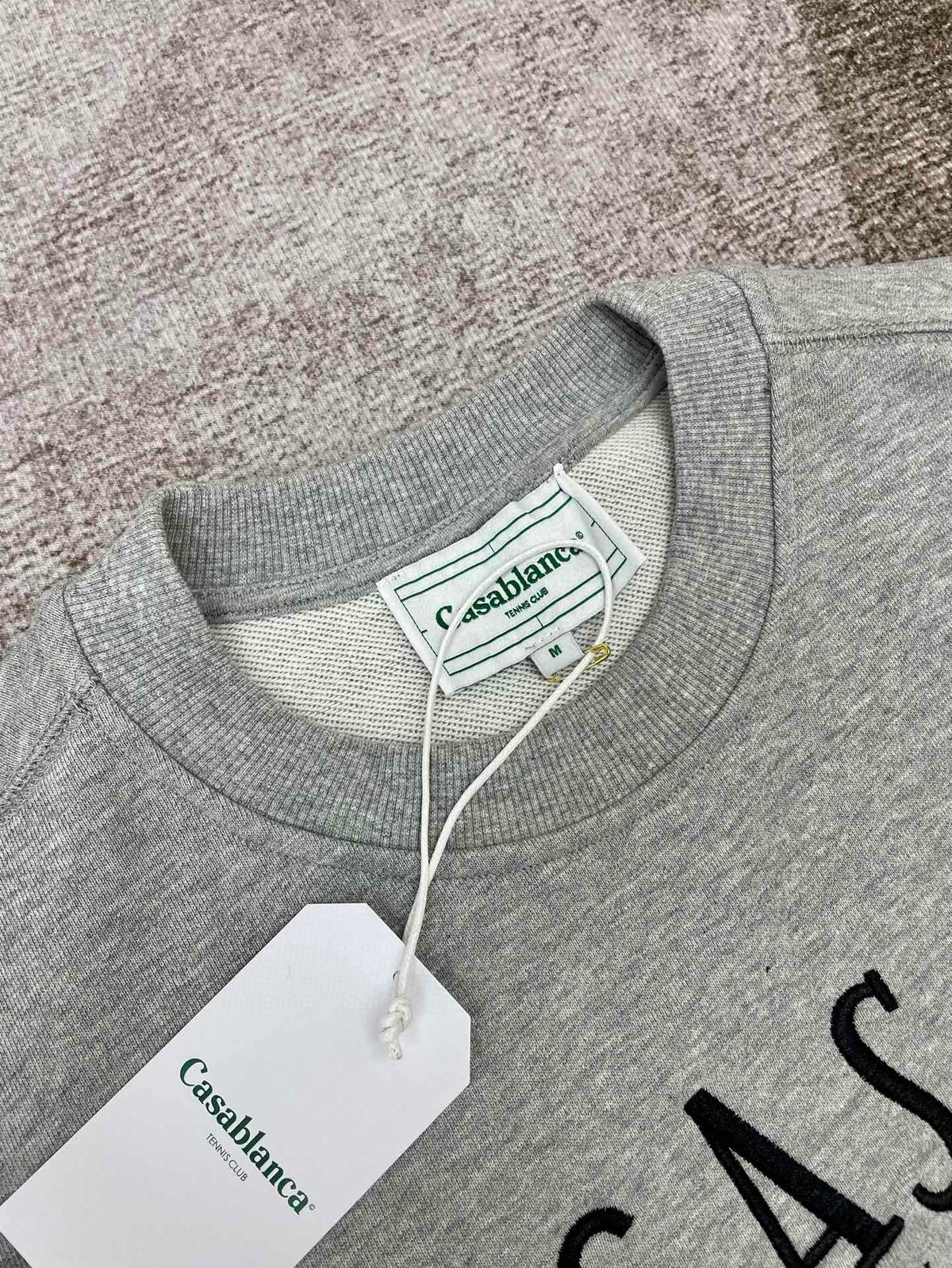 Grey Cotton Chest Graphic Crewneck - Men's
