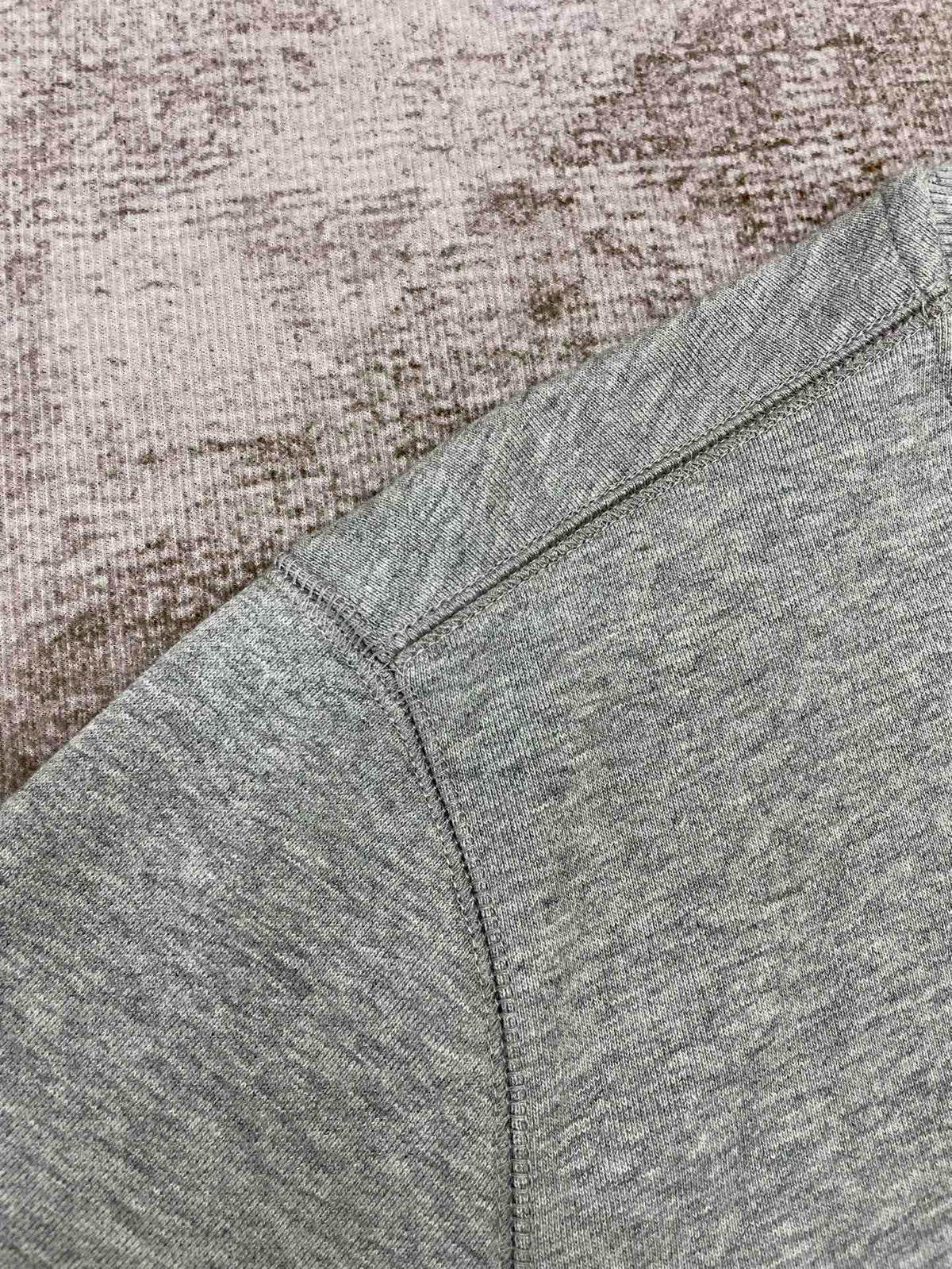 Grey Cotton Chest Graphic Crewneck - Men's