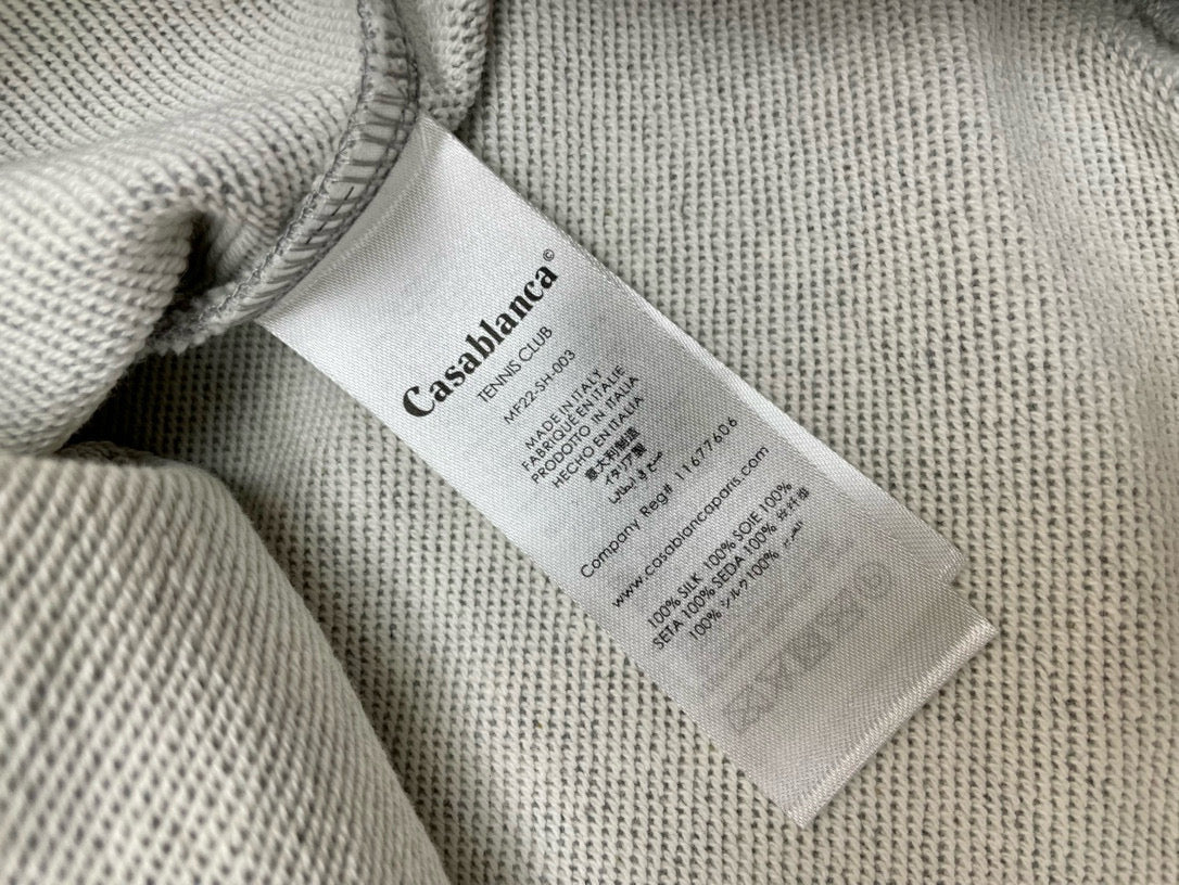 Grey Cotton Chest Graphic Crewneck - Men's