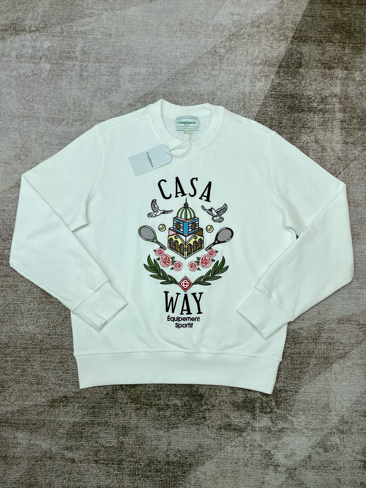 Grey Cotton Chest Graphic Crewneck - Men's