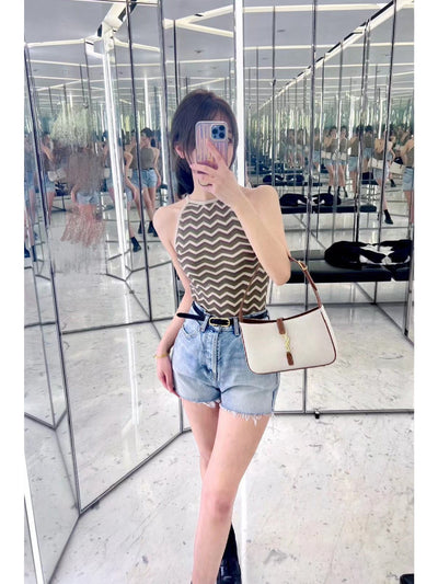 White and Brown Shoulder Bag