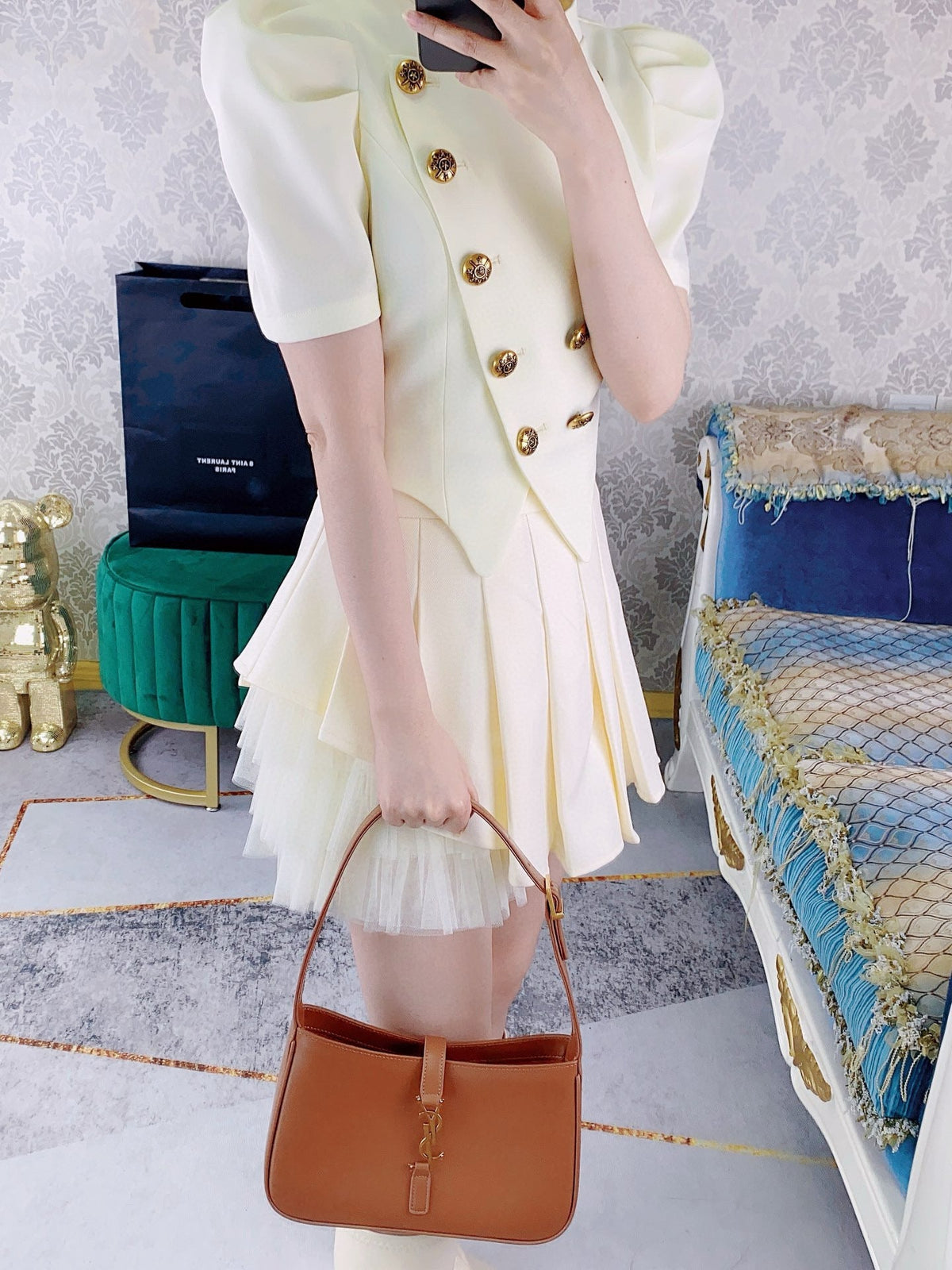 Light Brown and Orange Shoulder Bag