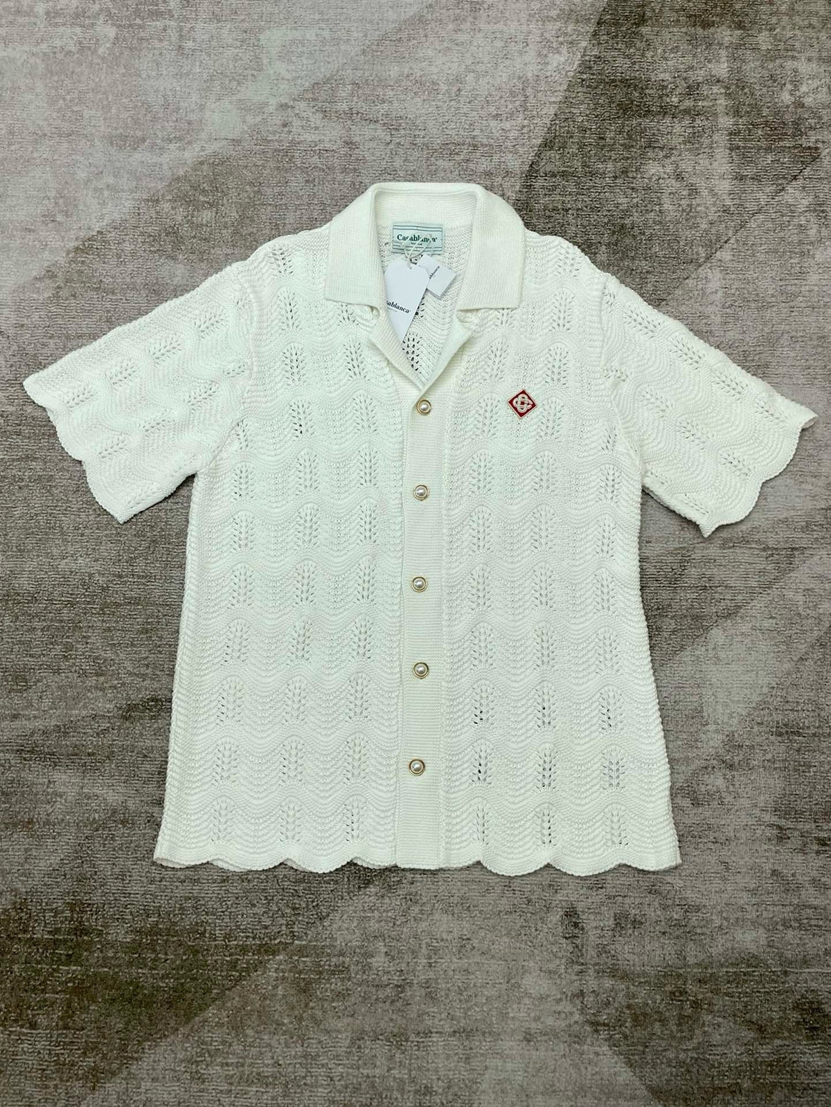 Cream Knit Textured Short-Sleeve - Men's