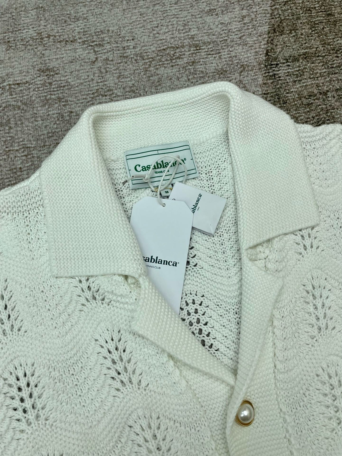 Cream Knit Textured Short-Sleeve - Men's