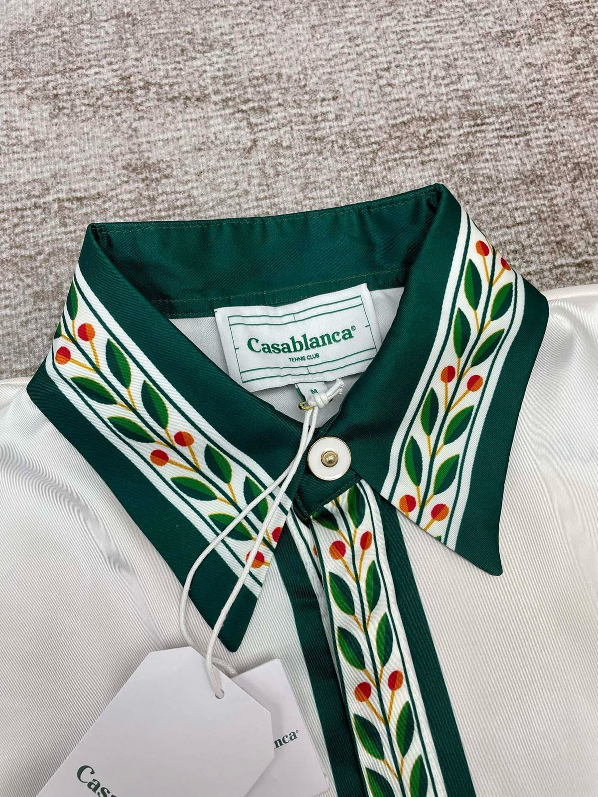 Green Embroidered Trim Silk Shirt - Men's