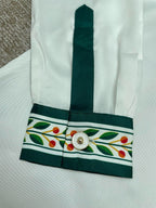 Green Embroidered Trim Silk Shirt - Men's