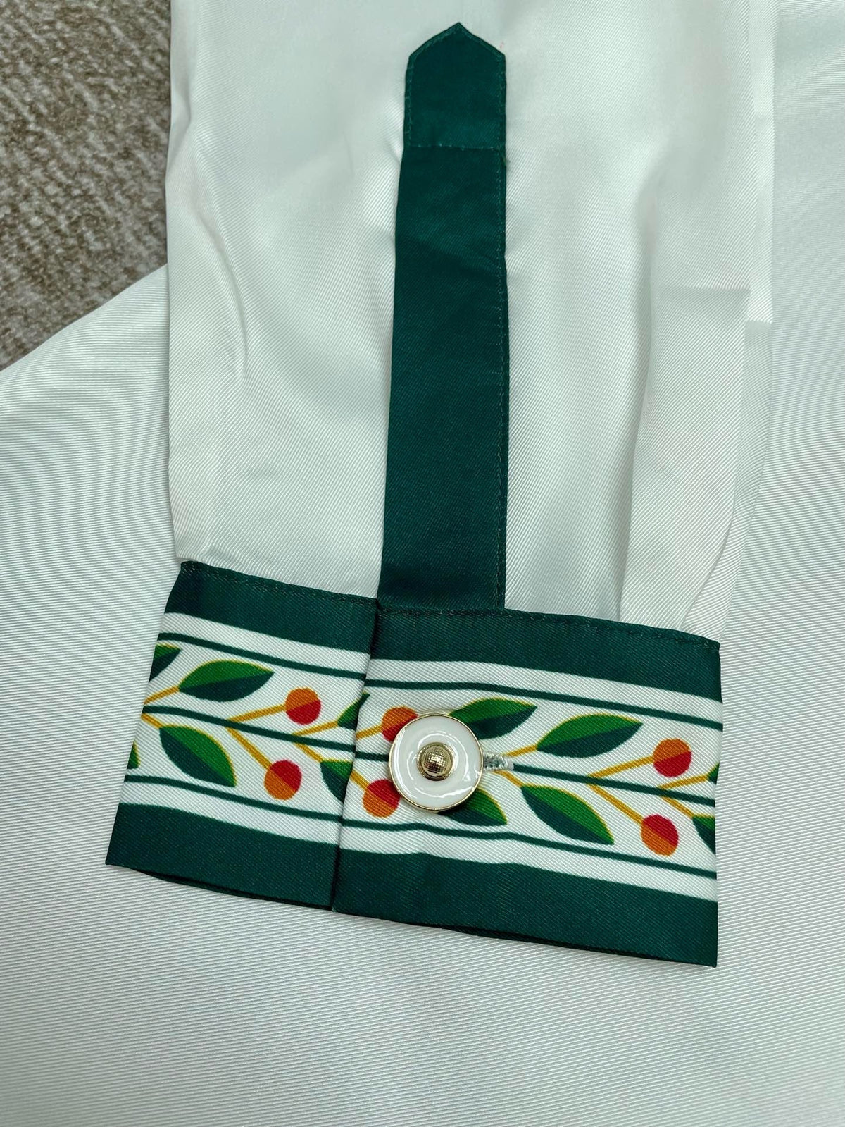 Green Embroidered Trim Silk Shirt - Men's