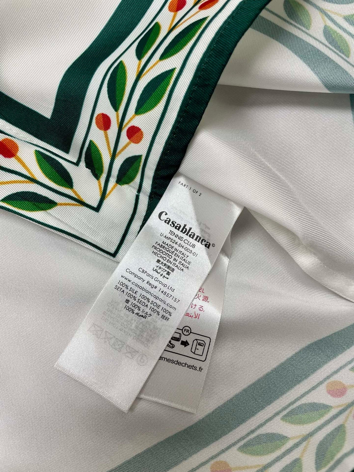 Green Embroidered Trim Silk Shirt - Men's