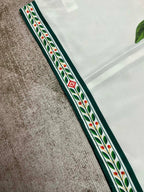 Green Embroidered Trim Silk Shirt - Men's
