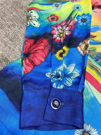 Tropical Floral Print Silk Shirt - Men's