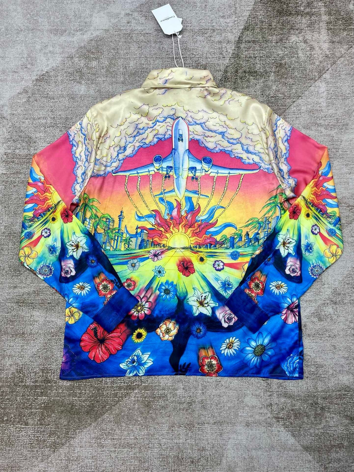 Tropical Floral Print Silk Shirt - Men's