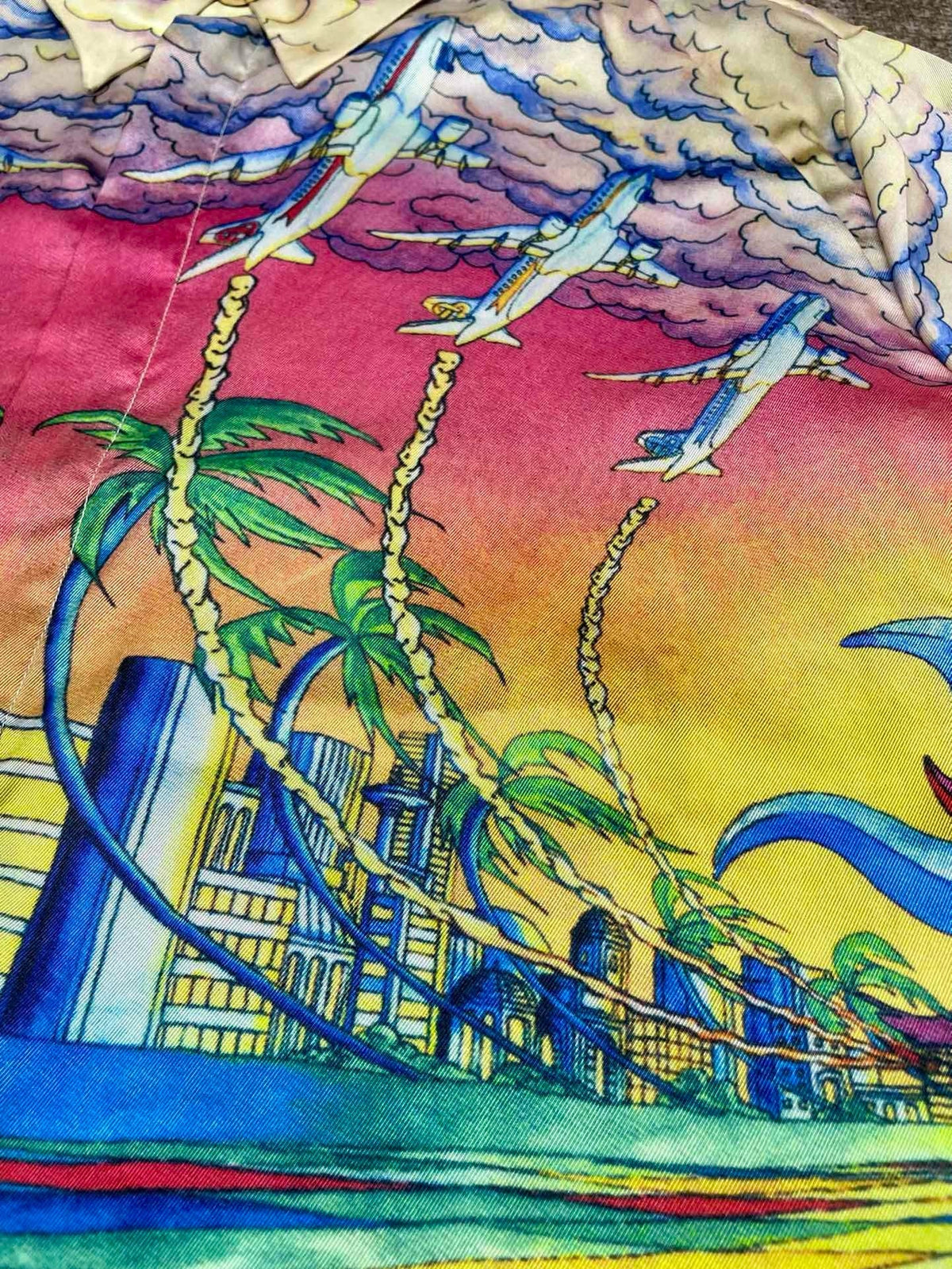 Tropical Floral Print Silk Shirt - Men's
