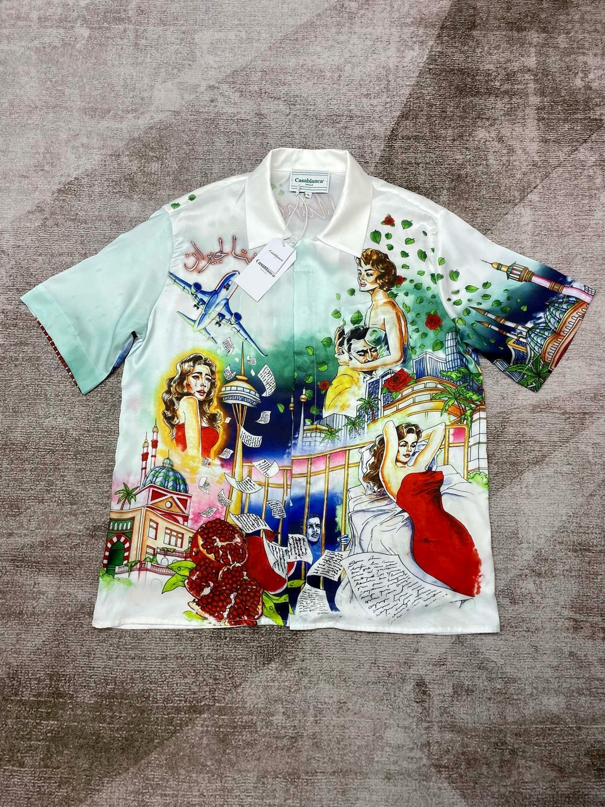 Riviera Scenic Print Silk Shirt - Men's