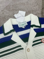 Navy and Green Striped Knit Shirt - Men's