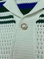 Navy and Green Striped Knit Shirt - Men's