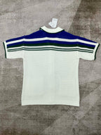 Navy and Green Striped Knit Shirt - Men's