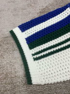 Navy and Green Striped Knit Shirt - Men's