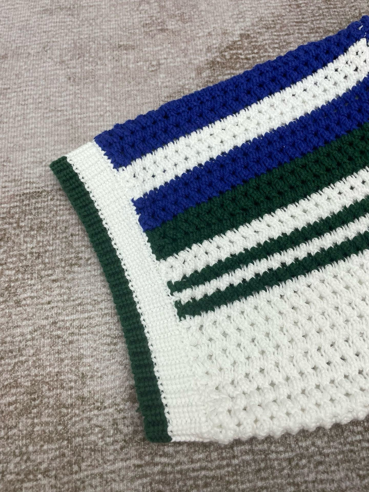 Navy and Green Striped Knit Shirt - Men's