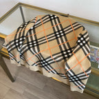 Beige Cotton Check Crewneck - Men's
