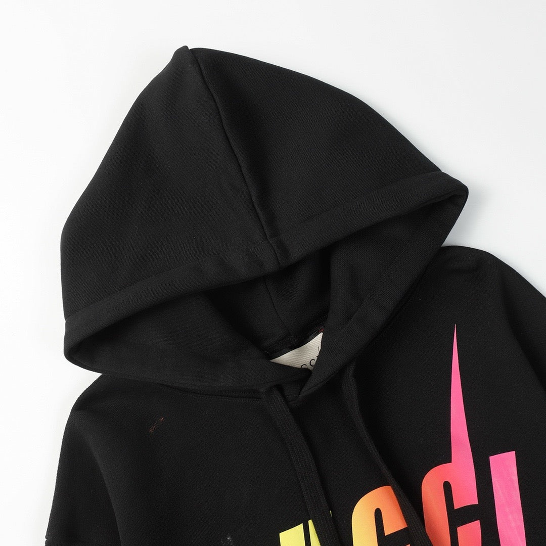 Black Cotton Rainbow Logo Pullover - Men's