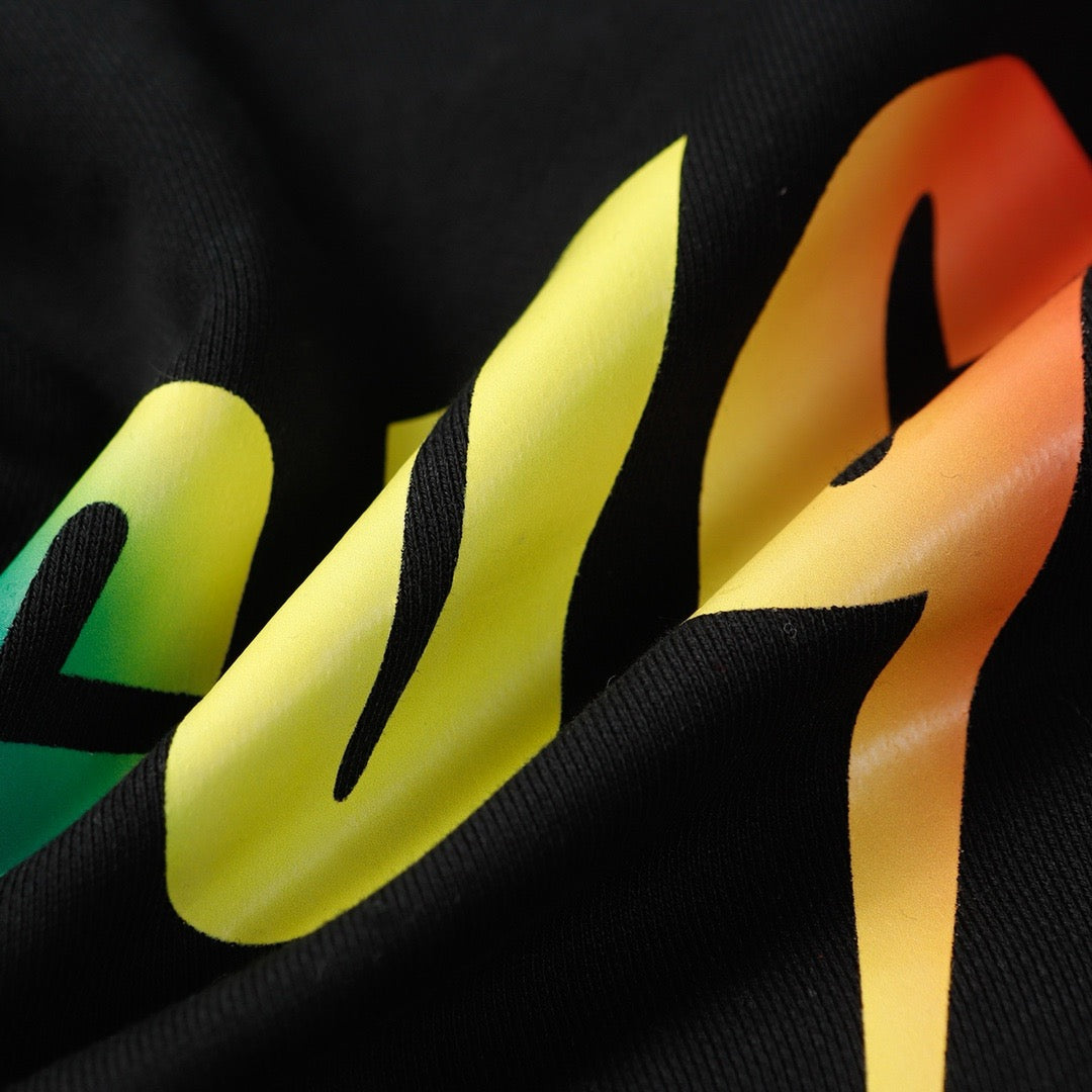 Black Cotton Rainbow Logo Pullover - Men's