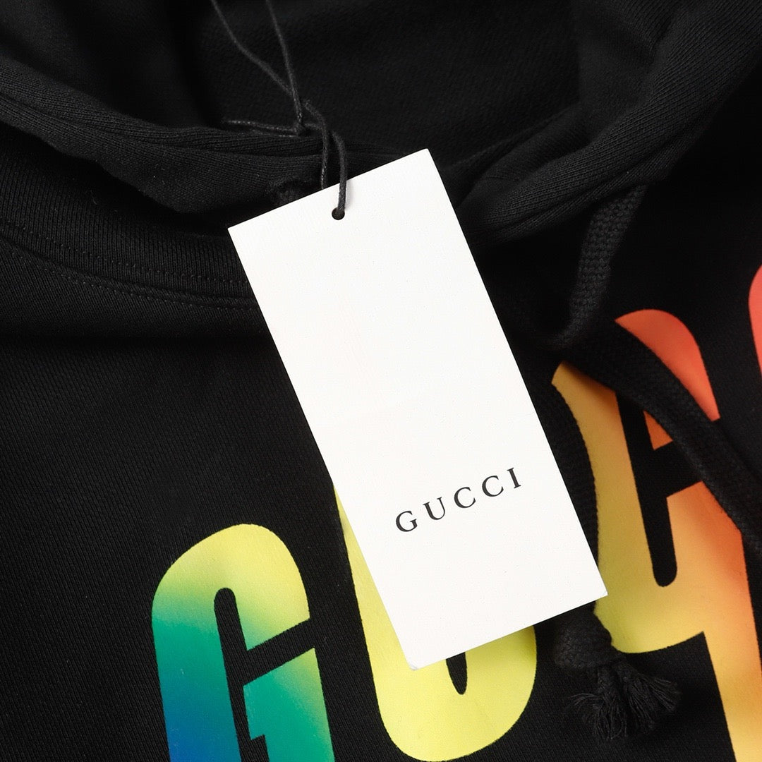 Black Cotton Rainbow Logo Pullover - Men's