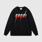 Black Cotton Red Graphic Crewneck - Men's