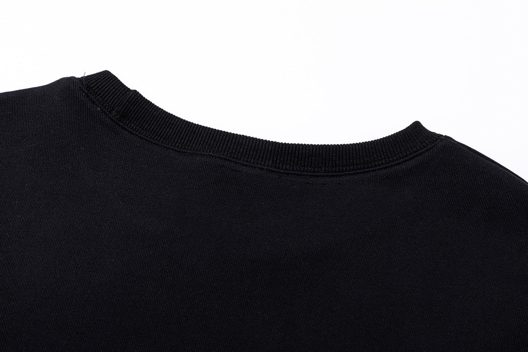 Black Cotton Red Graphic Crewneck - Men's