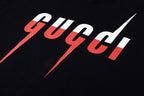 Black Cotton Red Graphic Crewneck - Men's