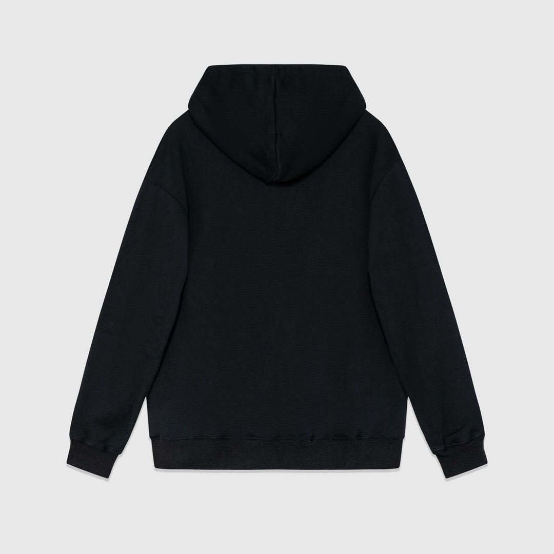Black Cotton Graphic Pullover - Men's