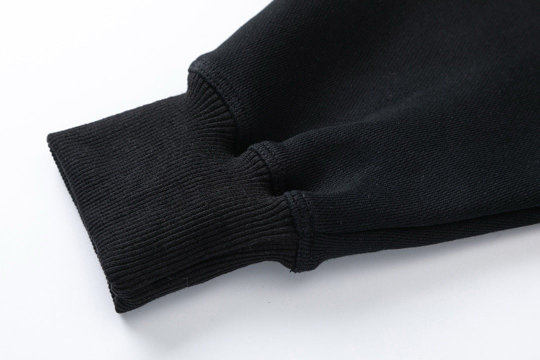 Black Cotton Graphic Pullover - Men's