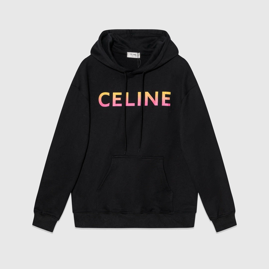 Black Cotton Gradient Text Pullover - Men's