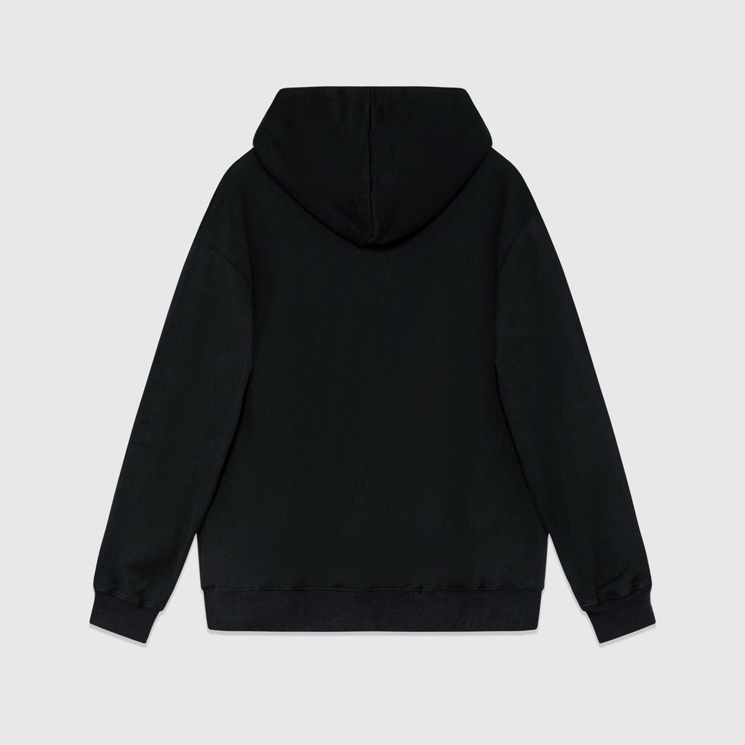 Black Cotton Gradient Text Pullover - Men's
