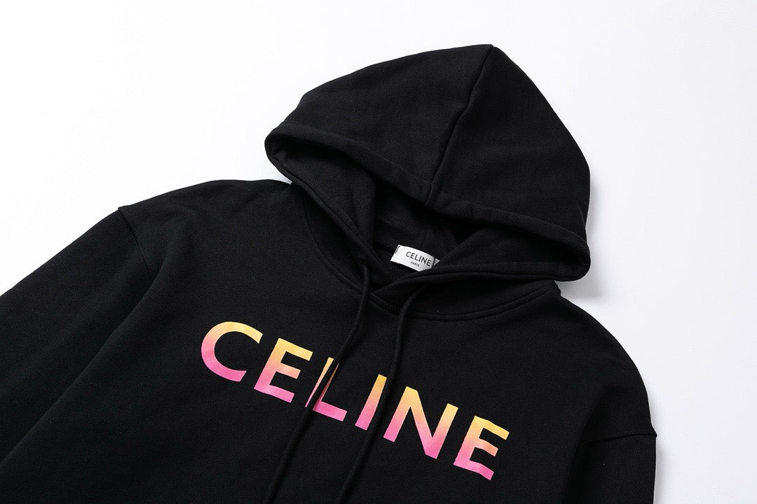 Black Cotton Gradient Text Pullover - Men's