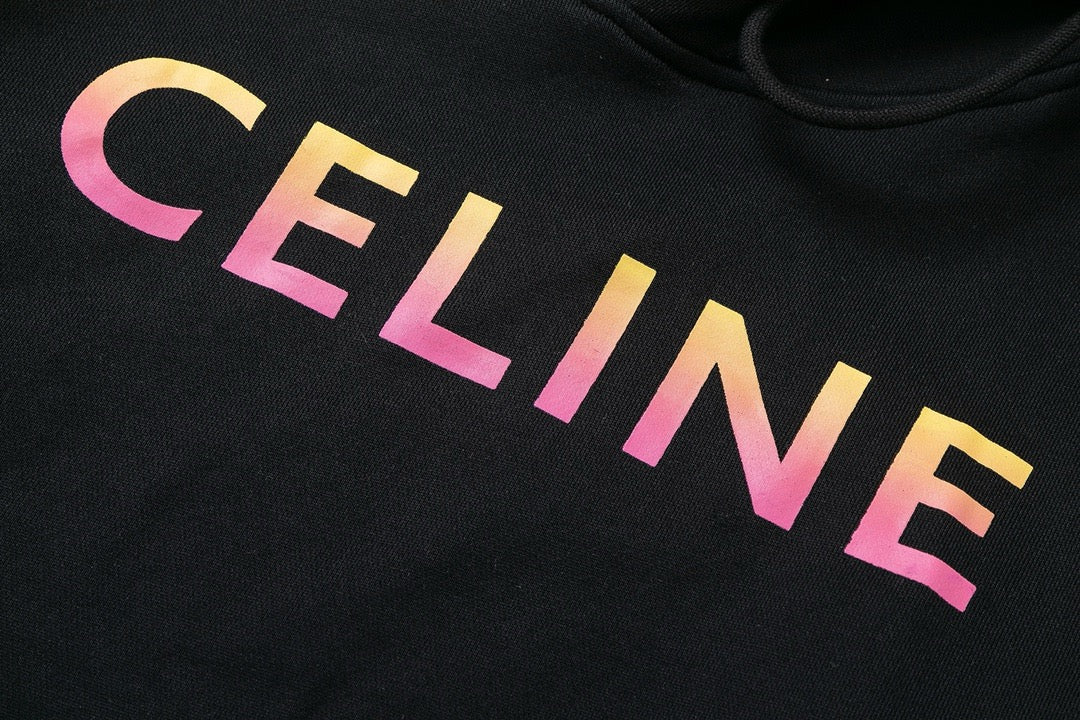 Black Cotton Gradient Text Pullover - Men's