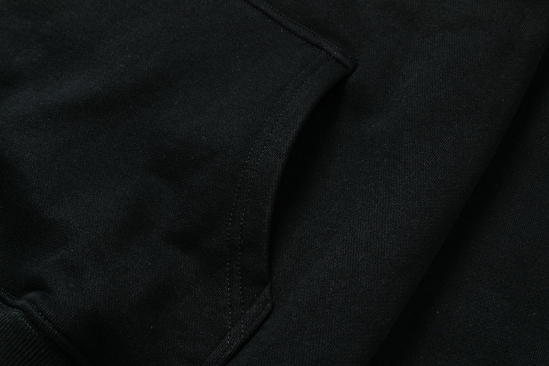 Black Cotton Gradient Text Pullover - Men's