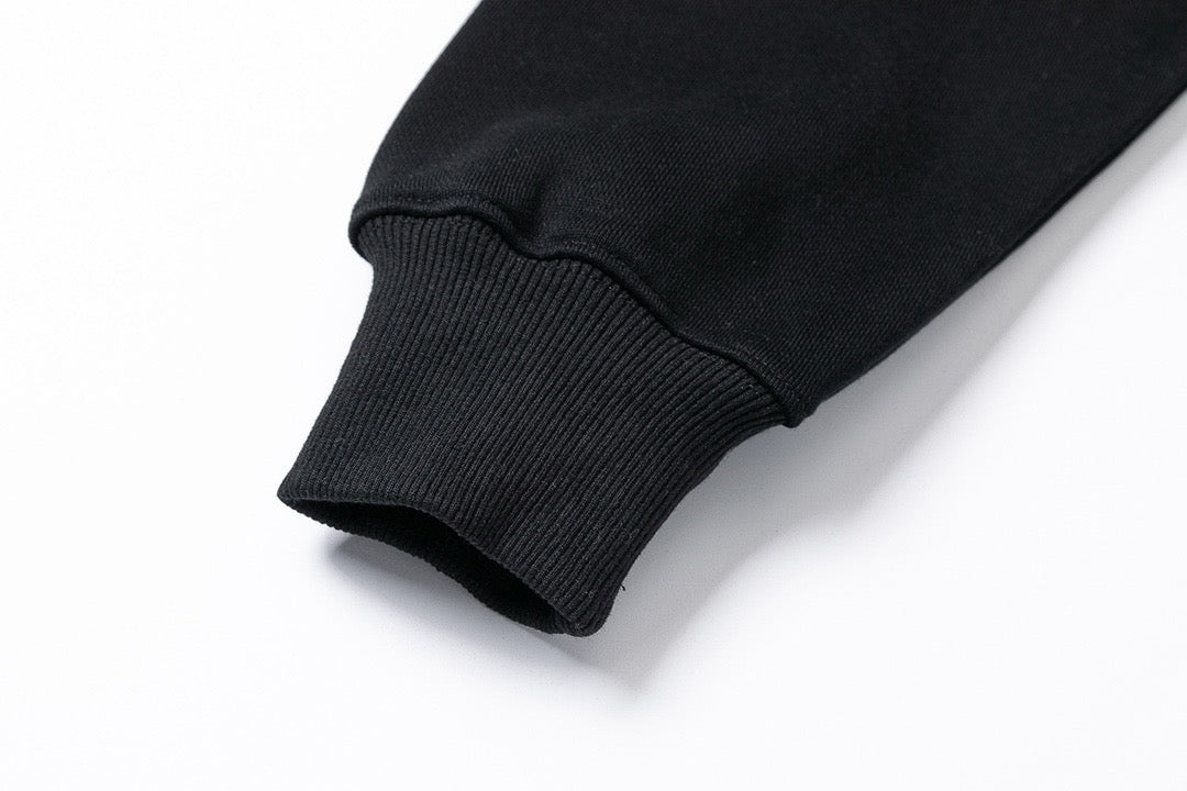 Black Cotton Gradient Text Pullover - Men's