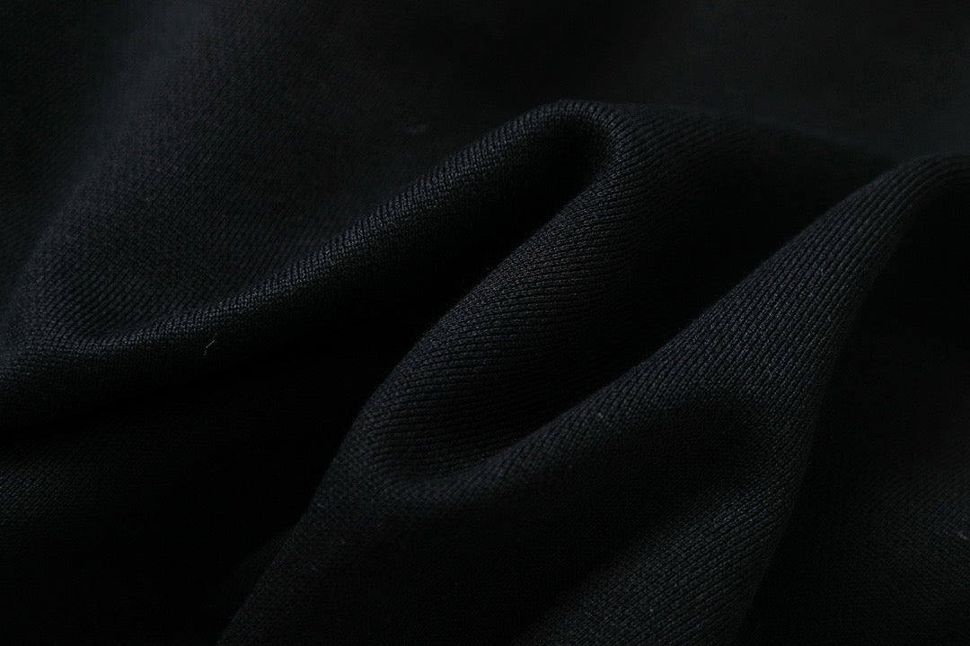 Black Cotton Gradient Text Pullover - Men's