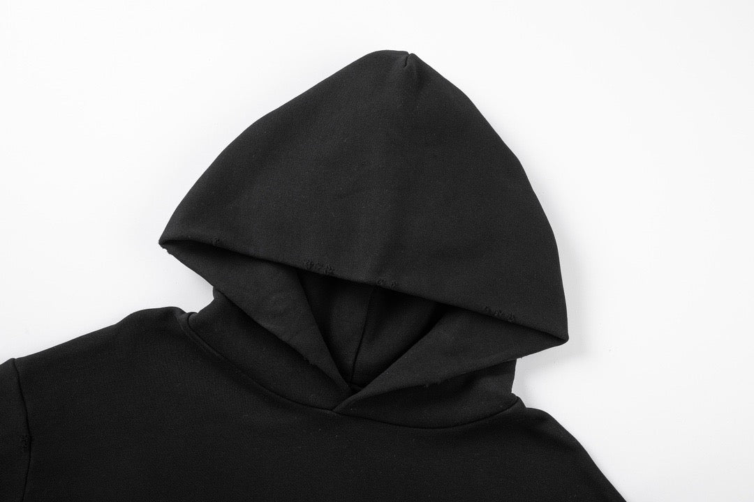 Black Cotton Plain Pullover - Men's