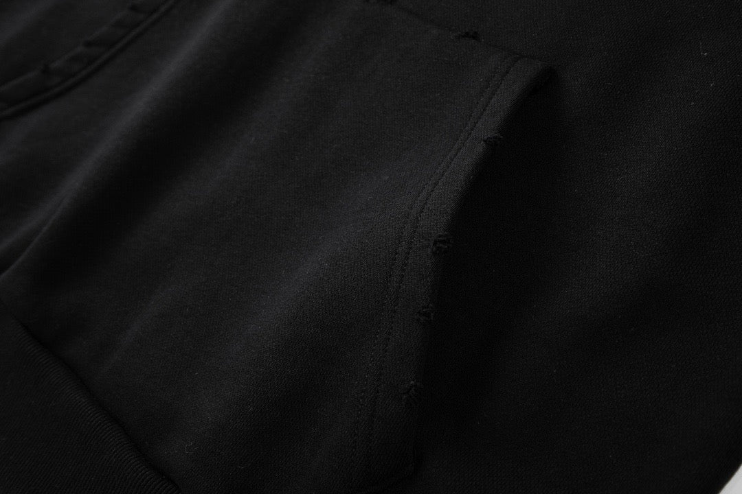 Black Cotton Plain Pullover - Men's